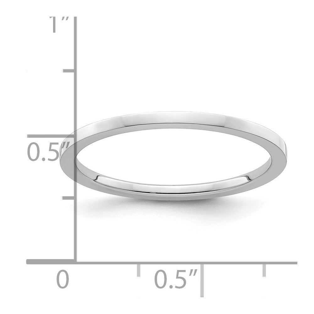 10K White Gold 1.2mm Flat Polished Stackable Band Size 8