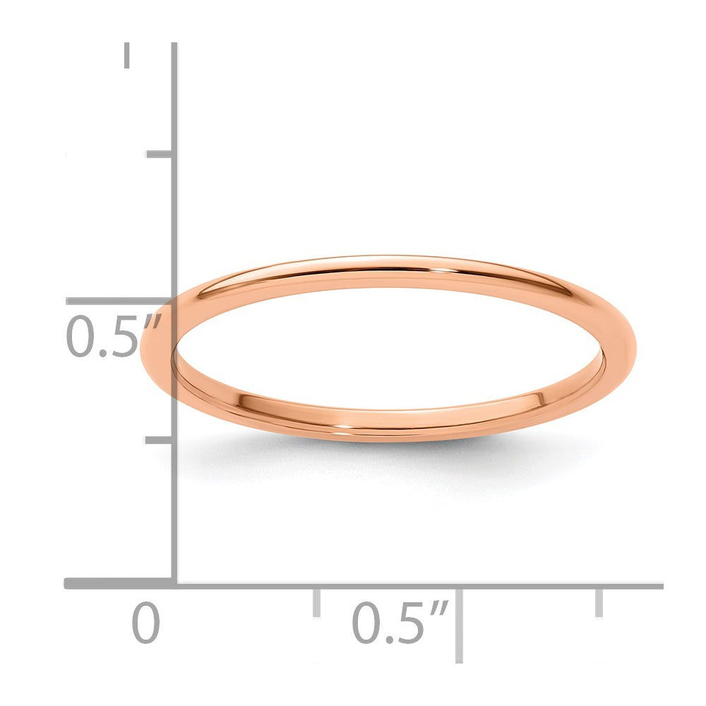 10K Rose Gold 1.2mm Half Round Polished Stackable Band Size 8.5
