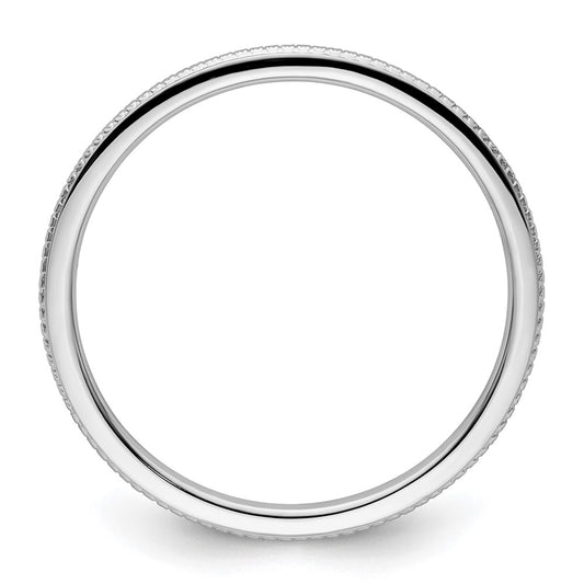 10K White Gold 1.2mm Beaded Stackable Band Size 7.5