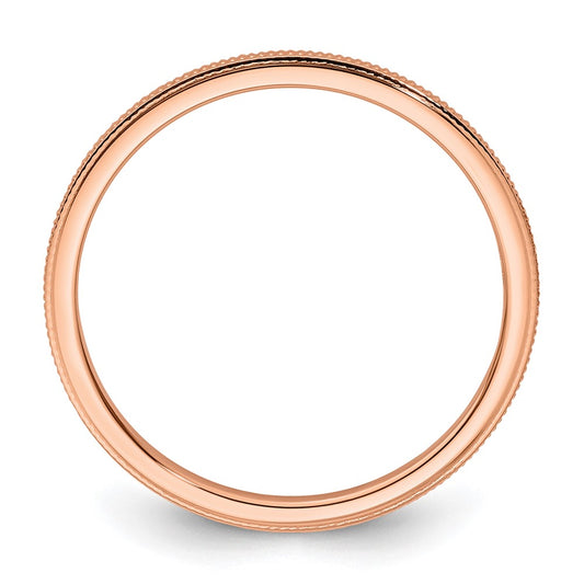 10K Rose Gold 1.2mm Milgrain Stackable Band Size 9.5