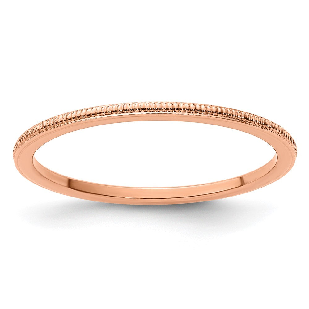 10K Rose Gold 1.2mm Milgrain Stackable Band Size 9.5