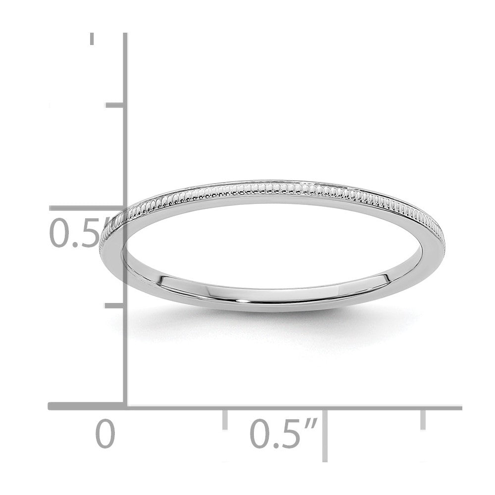 10K White Gold 1.2mm Milgrain Stackable Band Size 8.5
