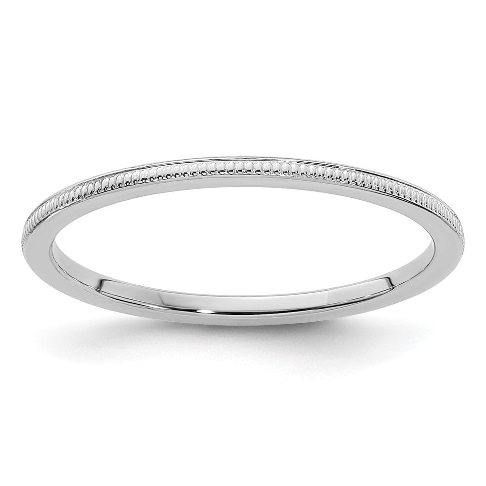 10K White Gold 1.2mm Milgrain Stackable Band Size 8.5