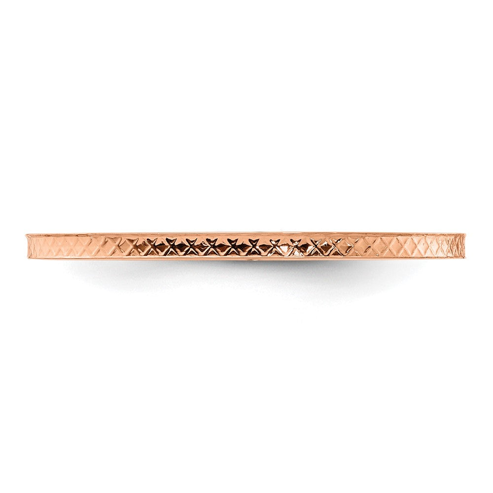 10K Rose Gold 1.2mm Criss-Cross Pattern Stackable Band Size 5.5
