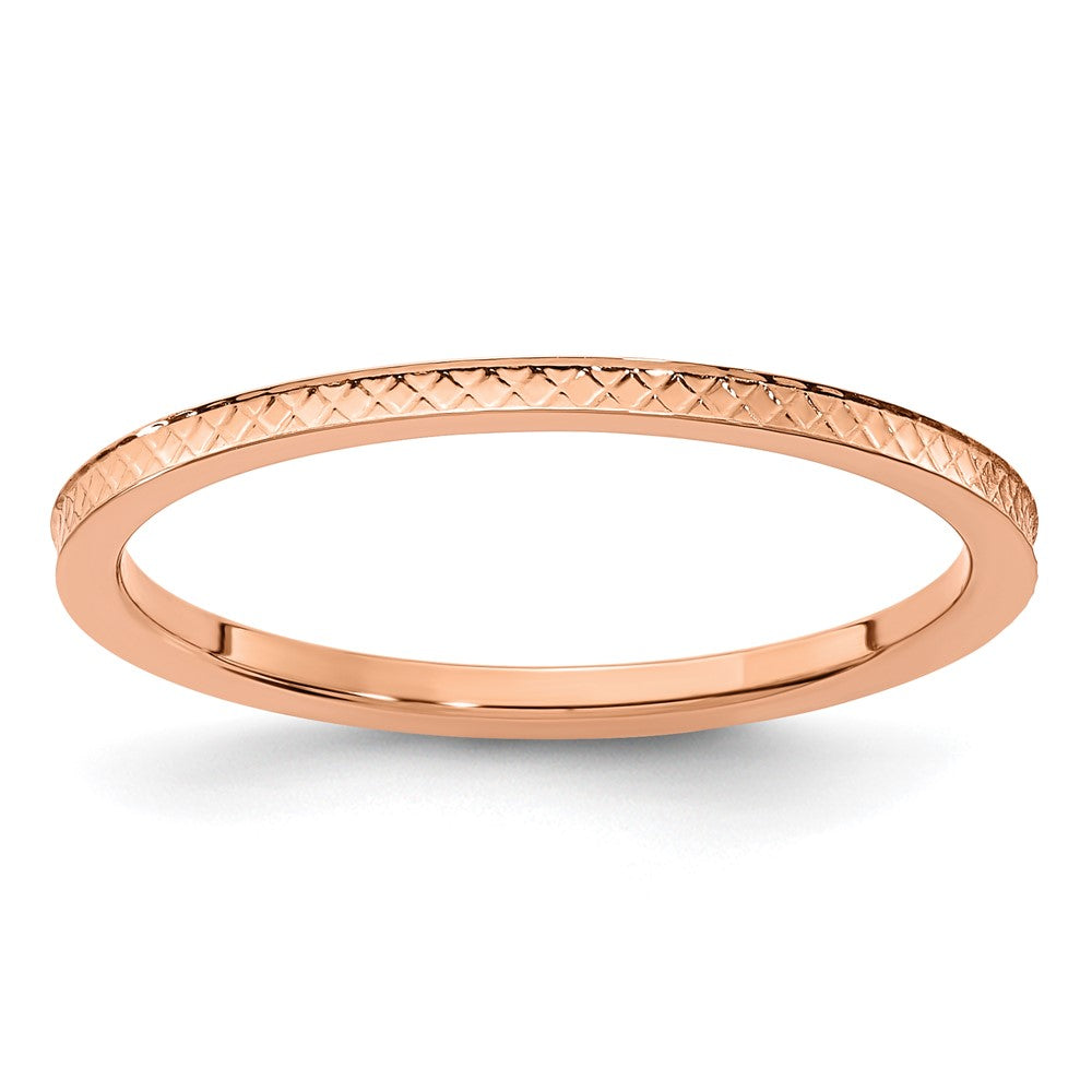10K Rose Gold 1.2mm Criss-Cross Pattern Stackable Band Size 5.5