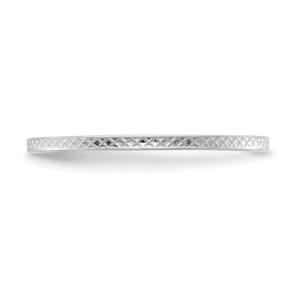 10K White Gold 1.2mm Criss-Cross Pattern Stackable Band Size 7
