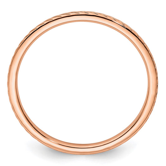 10K Rose Gold 1.2mm Twisted Wire Pattern Stackable Band Size 9
