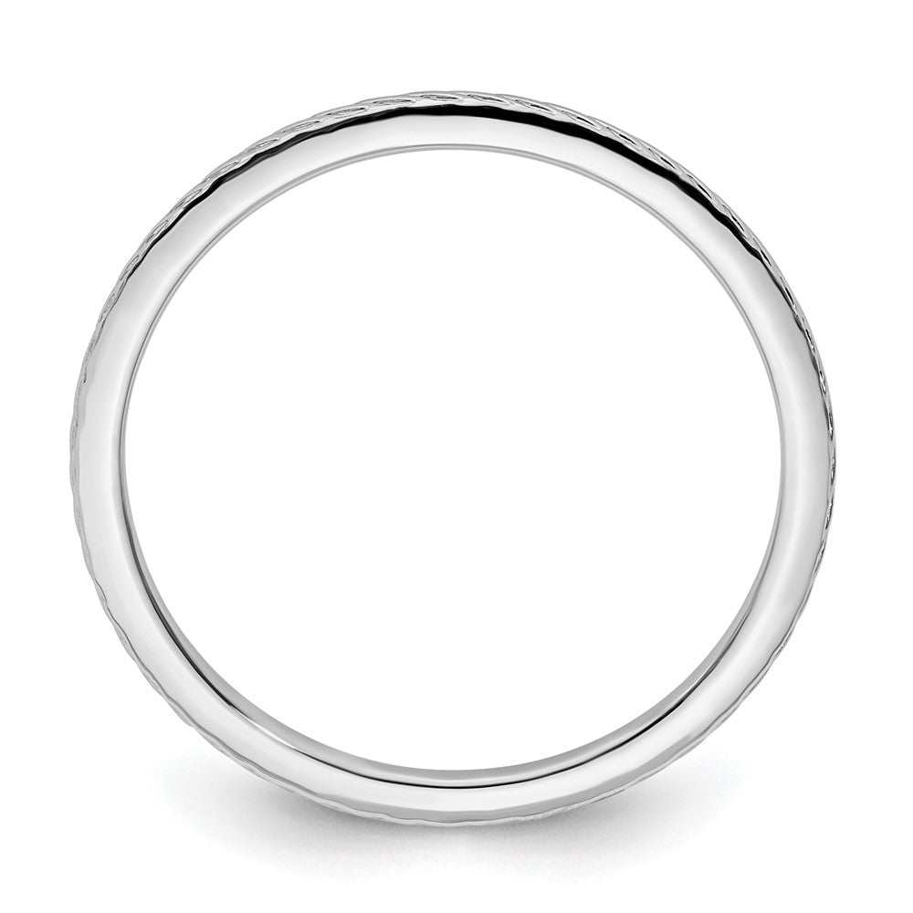 10K White Gold 1.2mm Twisted Wire Pattern Stackable Band Size 9