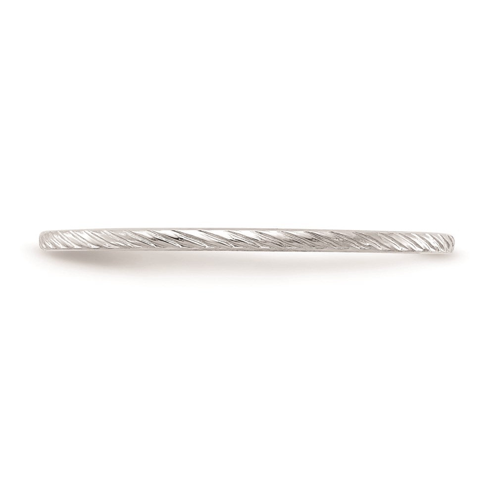 10K White Gold 1.2mm Twisted Wire Pattern Stackable Band Size 9