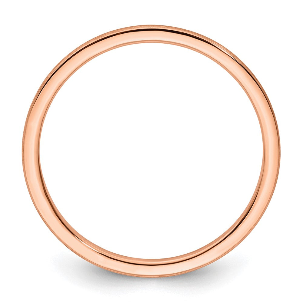 10K Rose Gold 1.2mm Half Round Satin Stackable Band Size 8