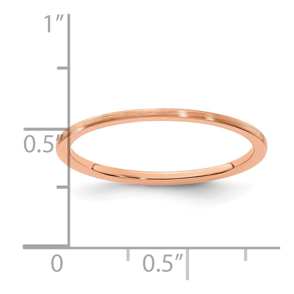 10K Rose Gold 1.2mm Half Round Satin Stackable Band Size 8