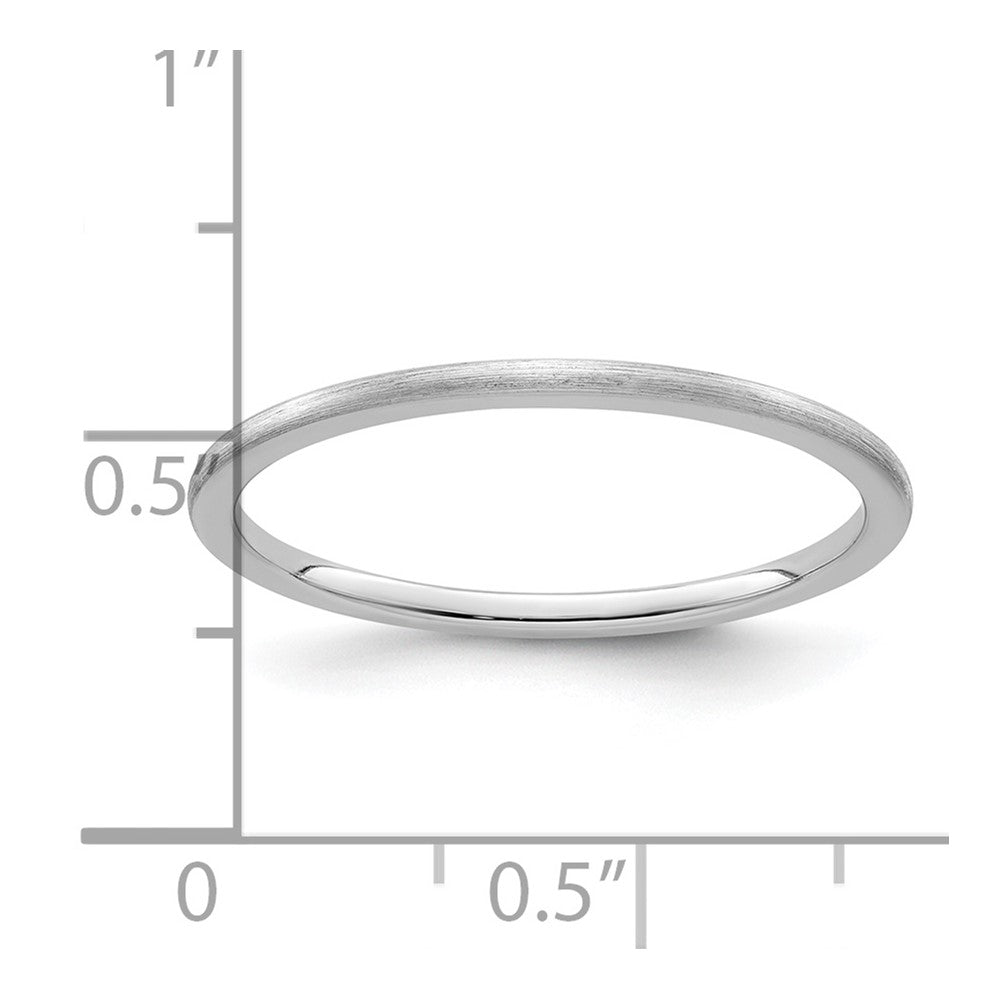 10K White Gold 1.2mm Half Round Satin Stackable Band Size 8.5