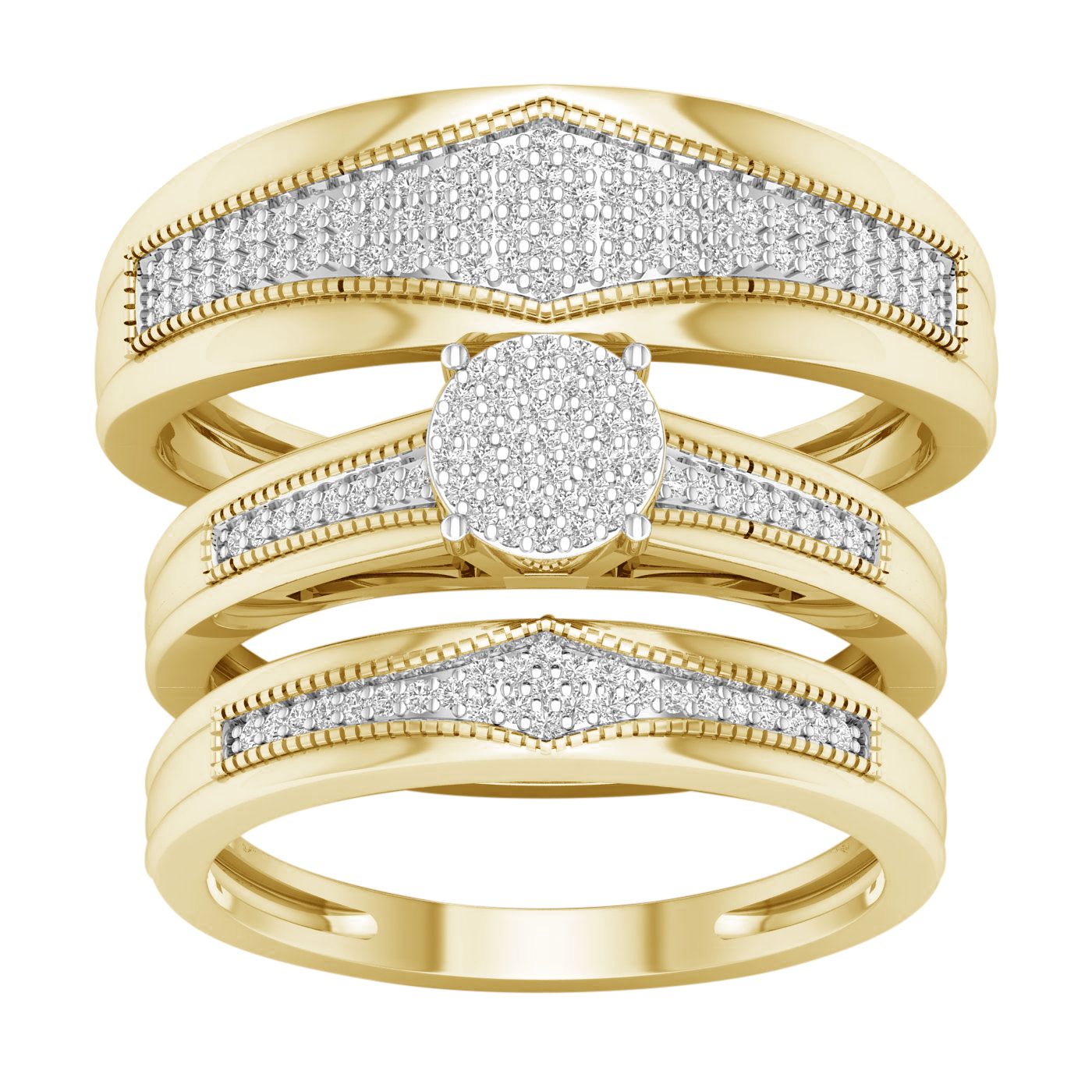 10K 0.40CT Diamond Trio Set