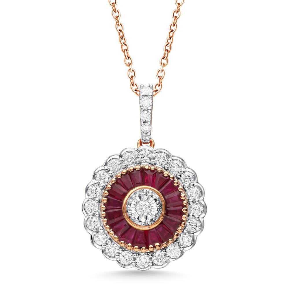 14K 0.42CT Diamond RUBY Pendant