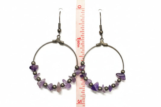Amethyst hoop drops