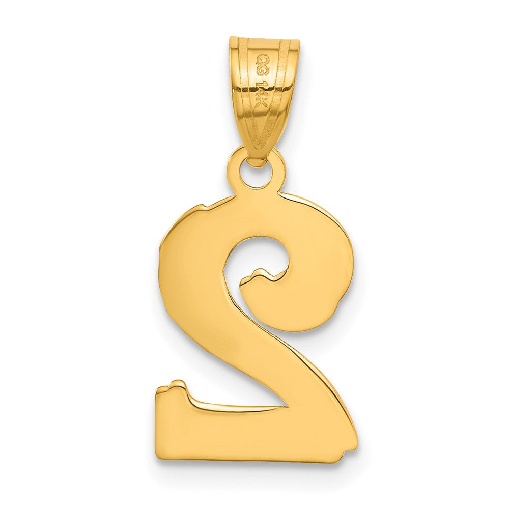 14k Polished Etched Number 2 Pendant