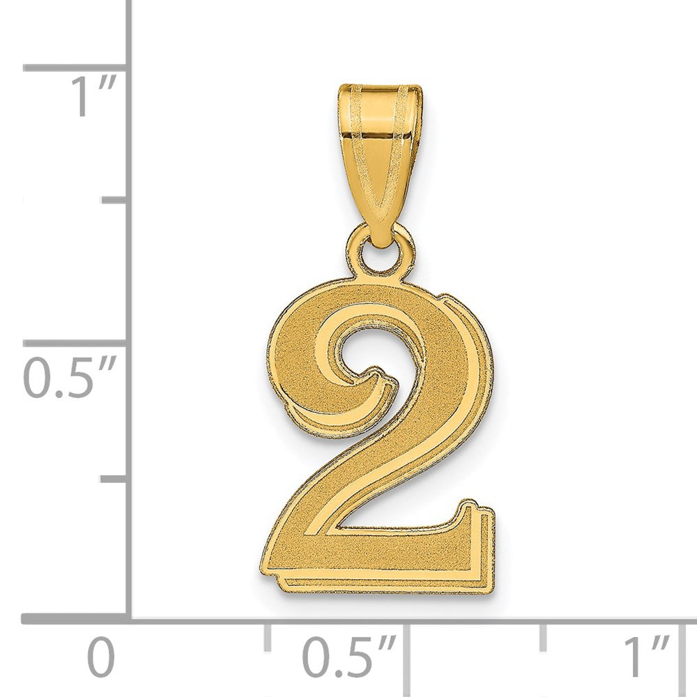 14k Polished Etched Number 2 Pendant