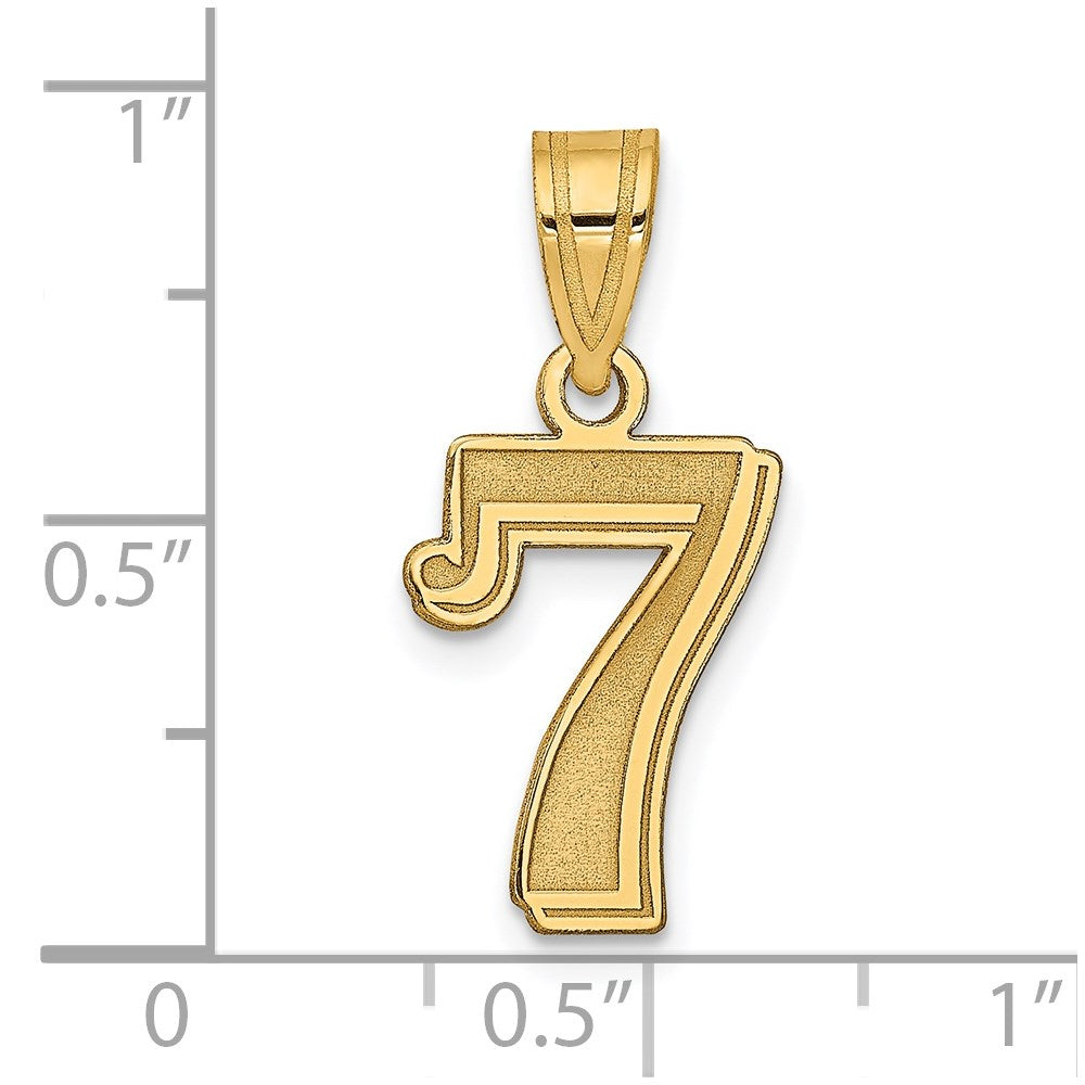 14k Polished Etched Number 7 Pendant