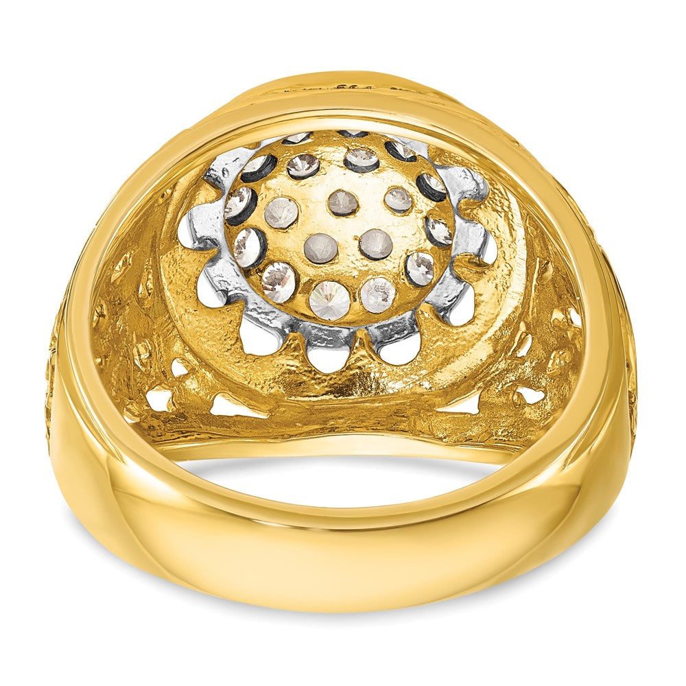 IBGoodman 10k Two-tone Men's Polished Filigree 1 Carat AA Quality Diamond Round Cluster Ring Mounting