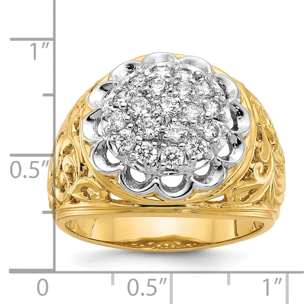 IBGoodman 10k Two-tone Men's Polished Filigree 1 Carat AA Quality Diamond Round Cluster Ring Mounting