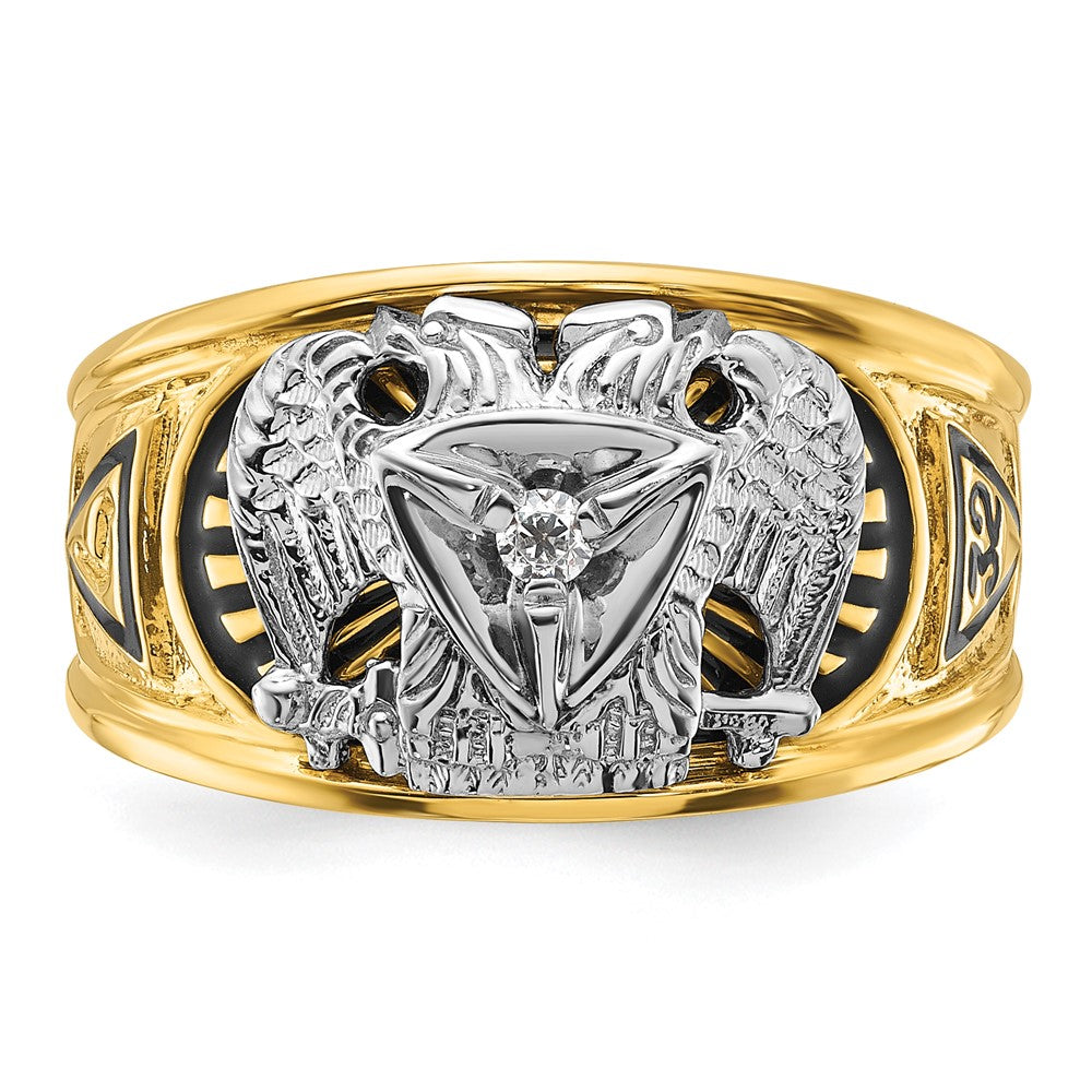 IBGoodman 10k Two-tone Men's Polished and Textured 32nd Degree Scottish Rite Masonic Ring Mounting