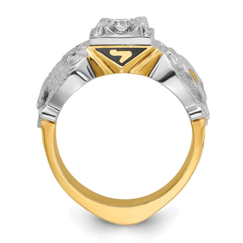 IBGoodman 10k Two-tone Men's Polished and Textured Double Eagle Masonic Shriner's Ring Mounting