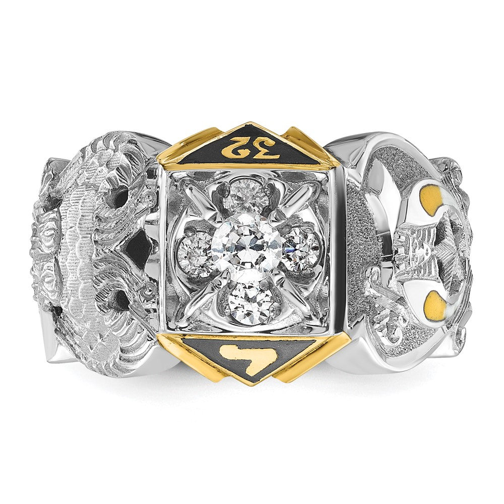 IBGoodman 10k Two-tone Men's Polished and Textured Double Eagle Masonic Shriner's Ring Mounting