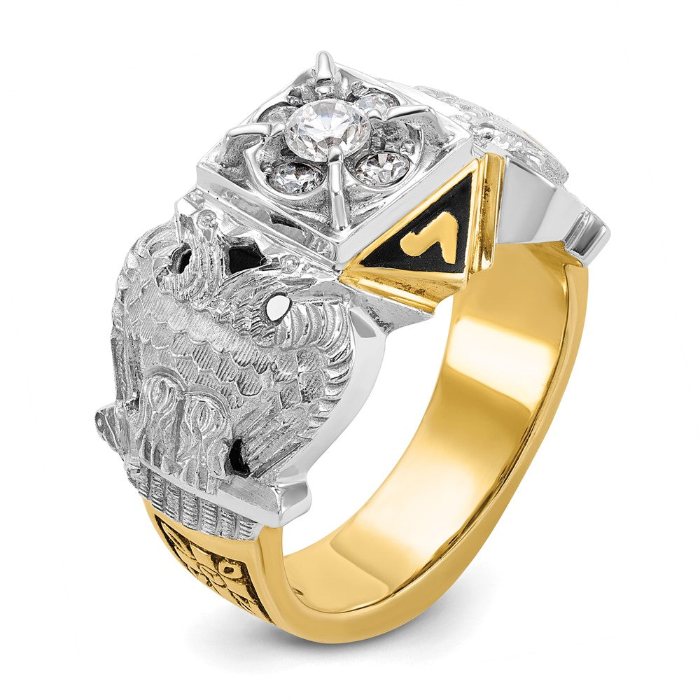 IBGoodman 10k Two-tone Men's Polished and Textured Double Eagle Masonic Shriner's Ring Mounting
