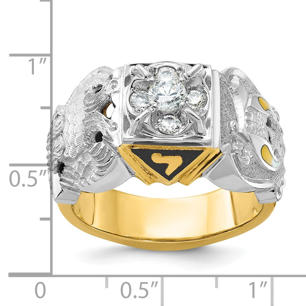 IBGoodman 10k Two-tone Men's Polished and Textured Double Eagle Masonic Shriner's Ring Mounting