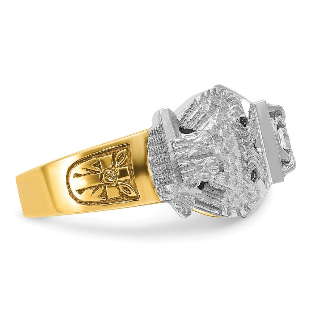 IBGoodman 10k Two-tone Men's Polished and Textured Double Eagle Masonic Shriner's Ring Mounting