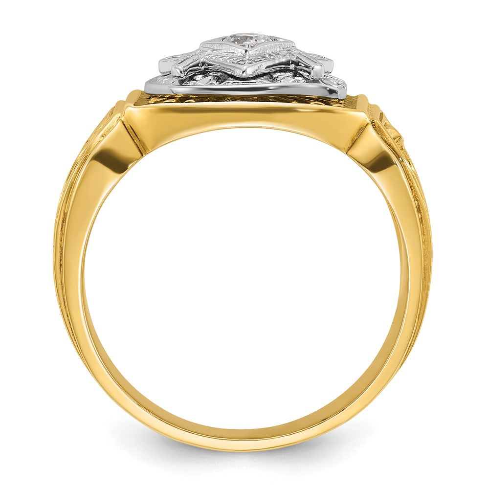 IBGoodman 10k Two-tone Men's Polished and Textured Blue Lodge Master Masonic Ring Mounting