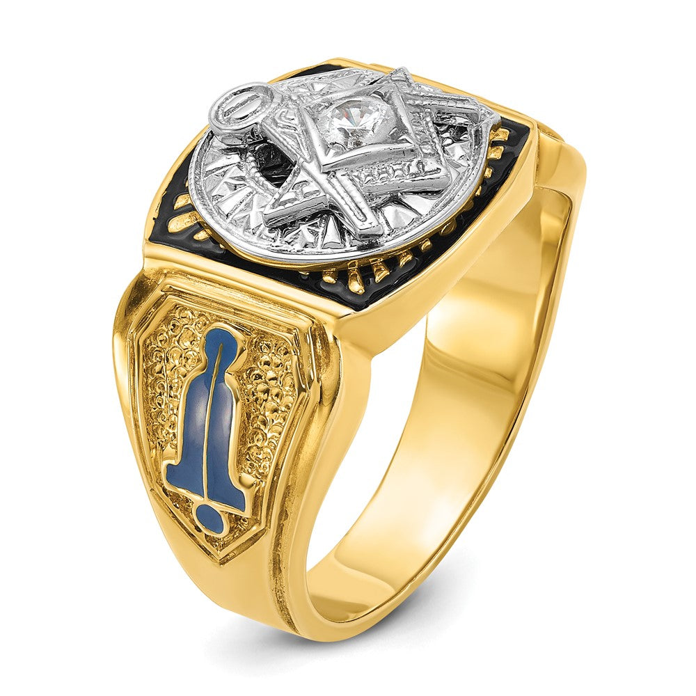 IBGoodman 10k Two-tone Men's Polished and Textured Blue Lodge Master Masonic Ring Mounting