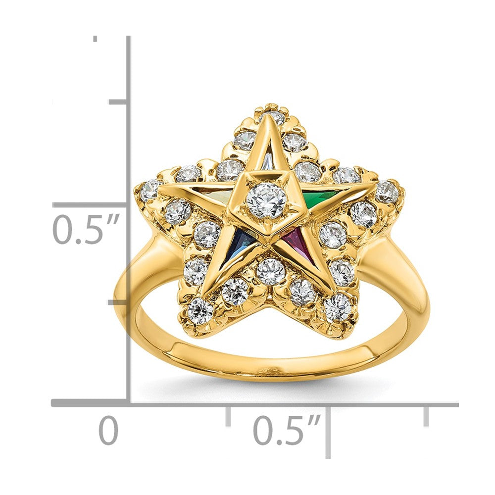 IBGoodman 10k Women's Polished Multi-color CZ and A Quality Diamond Eastern Star Masonic Ring