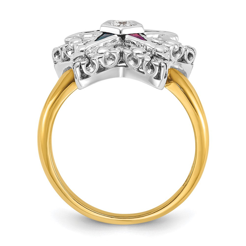 IBGoodman 10k Two-tone Women's Polished and Beaded Eastern Star Masonic Ring Mounting
