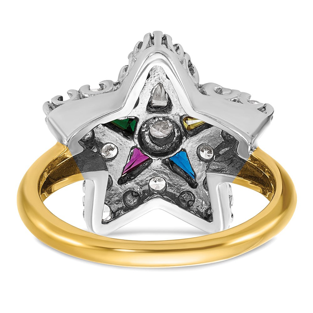 IBGoodman 10k Two-tone Women's Polished and Beaded Eastern Star Masonic Ring Mounting