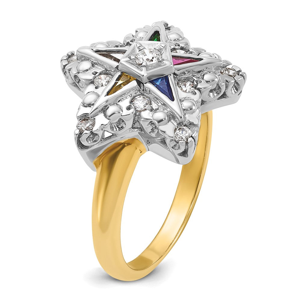 IBGoodman 10k Two-tone Women's Polished and Beaded Eastern Star Masonic Ring Mounting