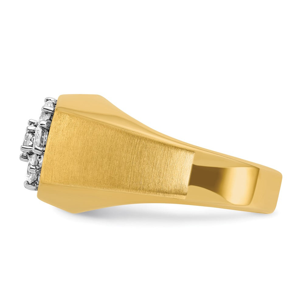 IBGoodman 10k Two-tone Men's Polished and Satin Round 1 Carat A Quality Diamond Cluster Ring