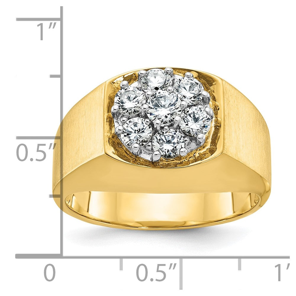 IBGoodman 10k Two-tone Men's Polished and Satin Round 1 Carat A Quality Diamond Cluster Ring