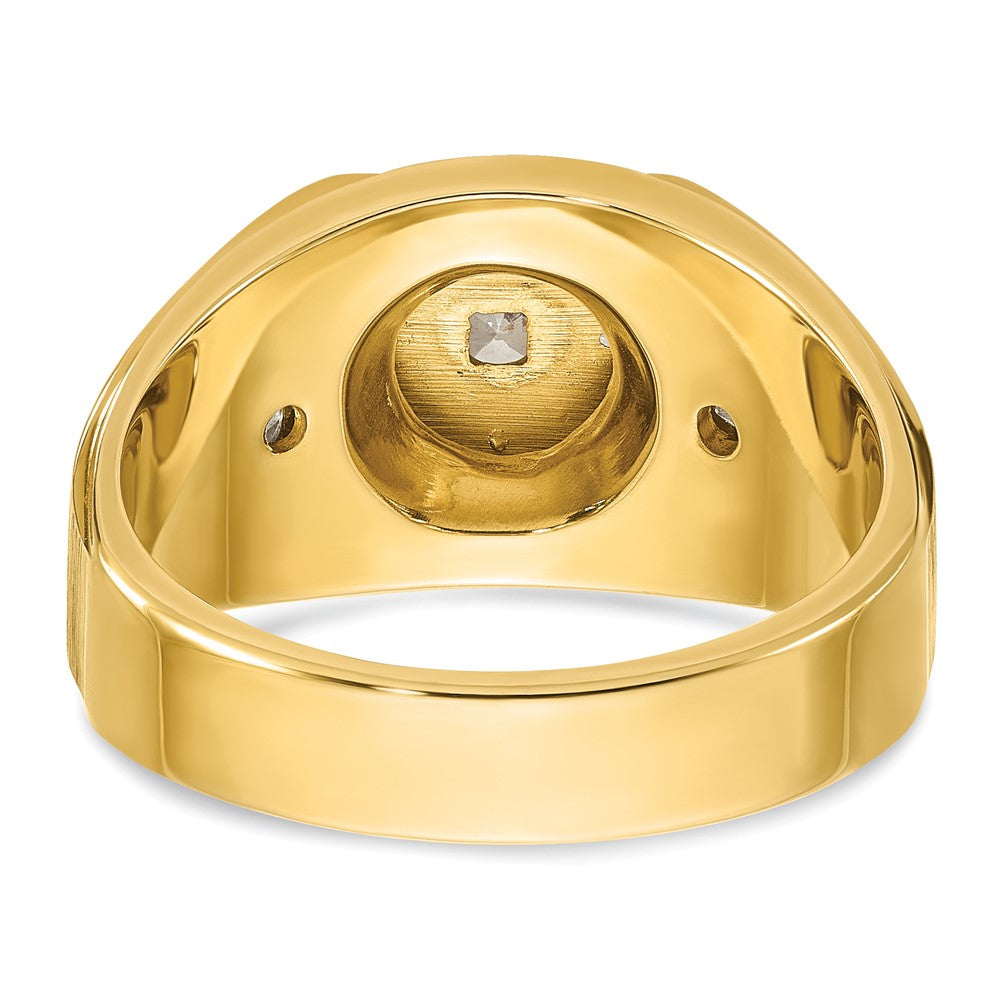 IBGoodman 14k Two Tone 3/4 carat Lab Grown Diamond VS/SI+ G+ Complete Polished and Satin Men's Ring