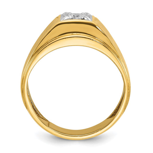 IB Goodman 10k Two-tone Mens Polished and Satin 1/6 carat Diamond Complete Ring