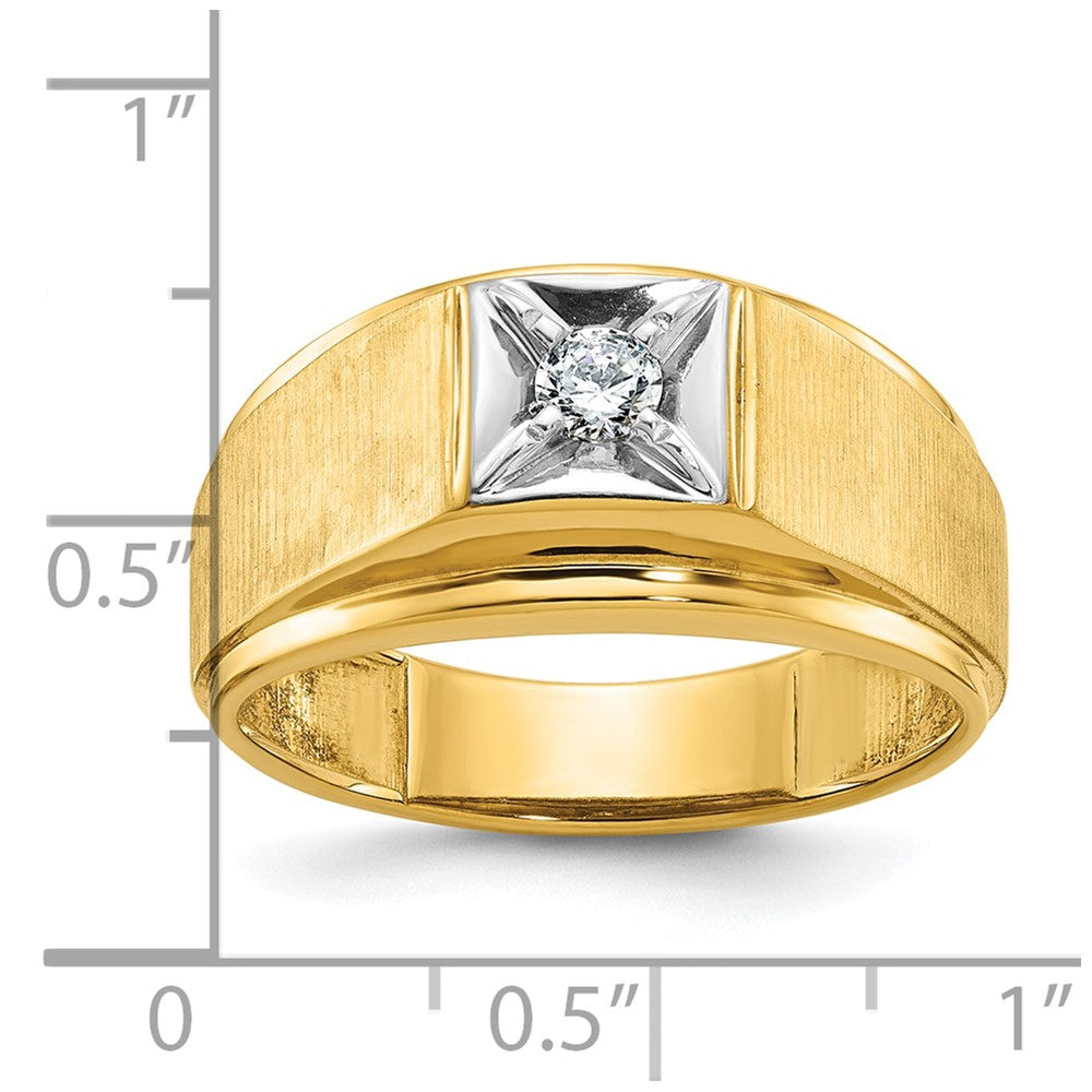 10k Two-tone IBGoodman Men's Polished and Satin Diamond Complete Ring