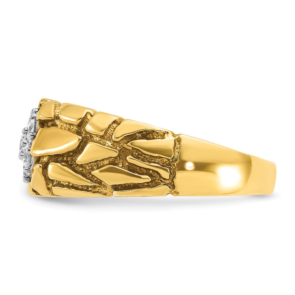 IBGoodman 14k Two-Tone 1/2 carat Lab Grown Diamond VS/SI+ G+ Complete Men's Textured Cluster Nugget Ring