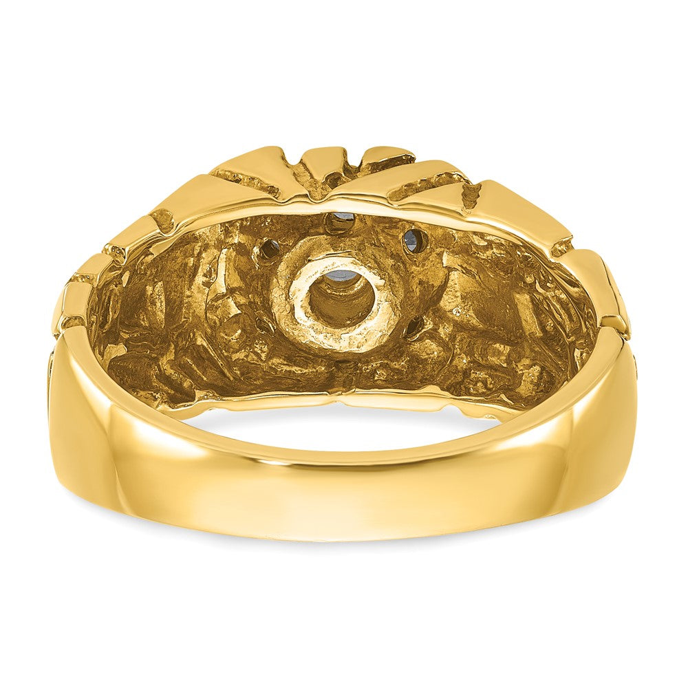 IBGoodman 14k Two-Tone 1/2 carat Lab Grown Diamond VS/SI+ G+ Complete Men's Textured Cluster Nugget Ring
