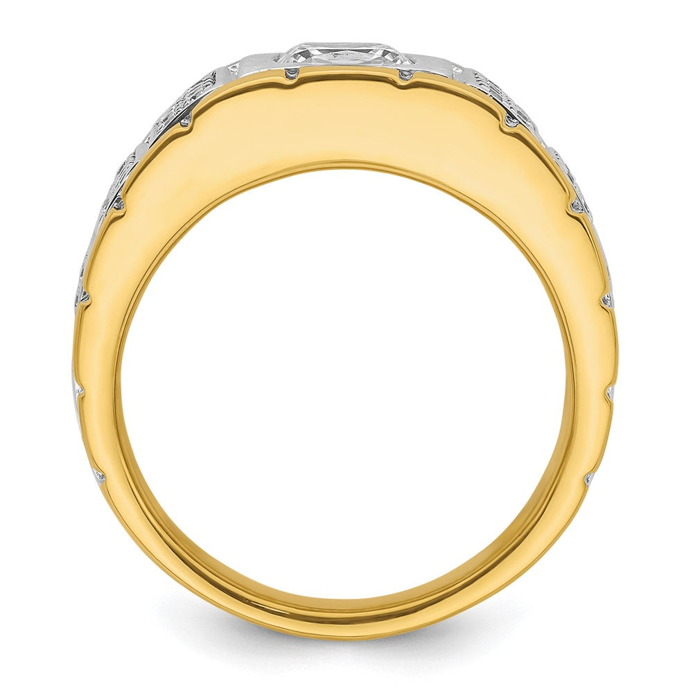 IBGoodman 14k Two Tone 1 3/8 carat Lab Grown Diamond VS/SI+ G+ Complete Polished Men's Ring