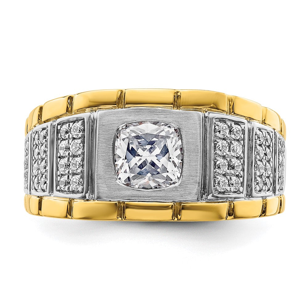 IBGoodman 14k Two Tone 1 3/8 carat Lab Grown Diamond VS/SI+ G+ Complete Polished Men's Ring