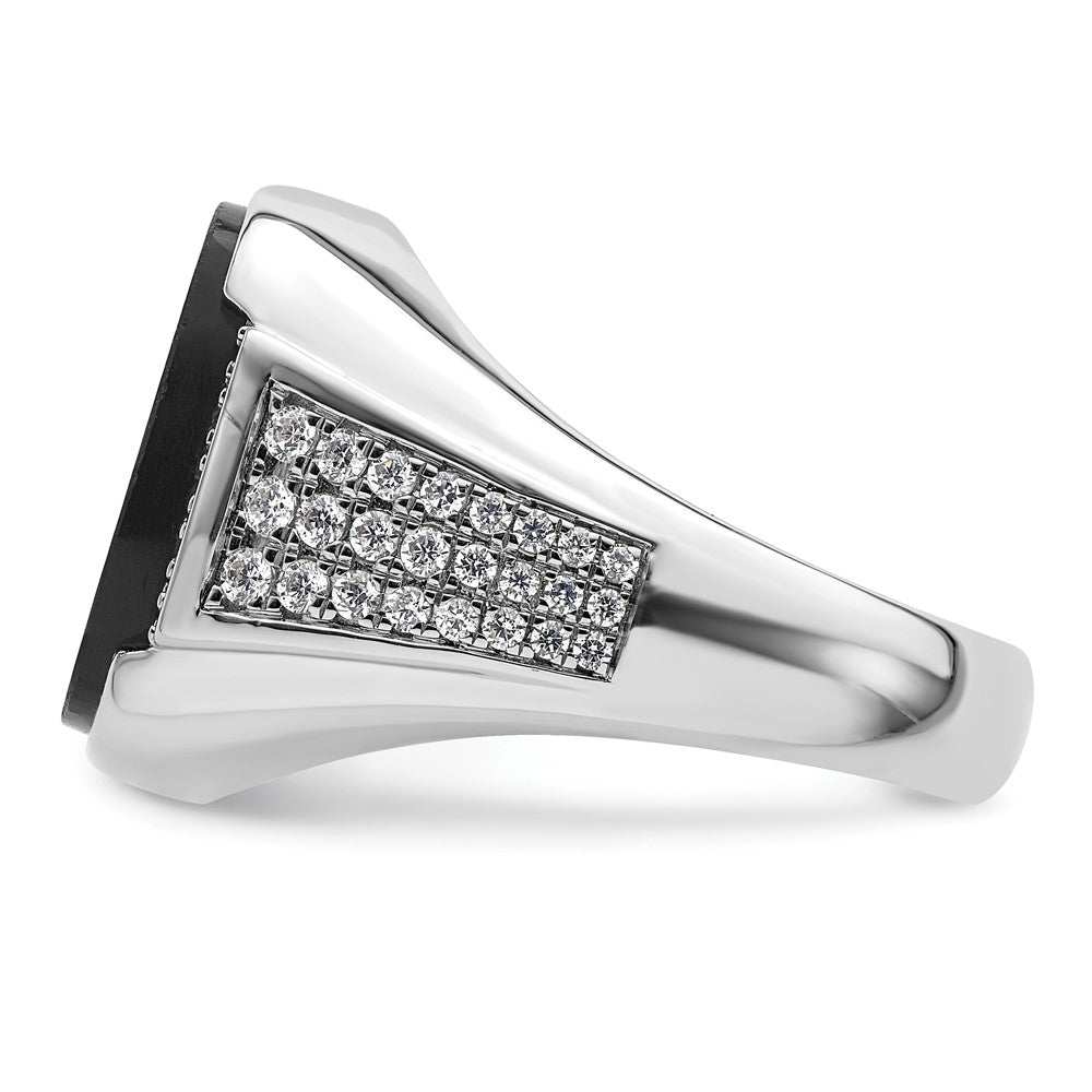 IBGoodman 14k White Gold 5/8 carat Lab Grown Diamond VS/SI+ G+ and Onyx Complete Men's Ring