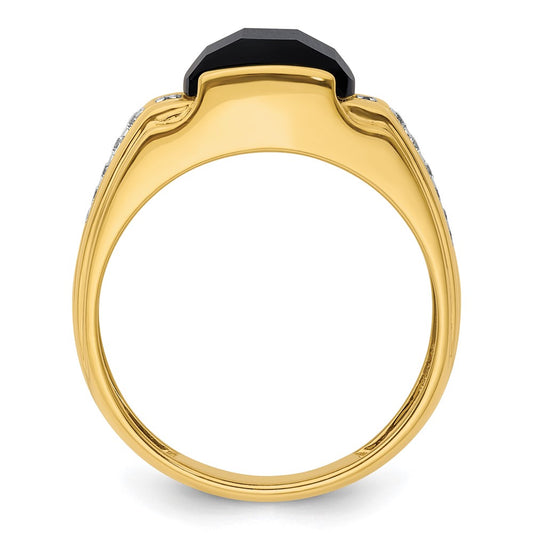 IBGoodman 14k 1/8 carat Lab Grown Diamond VS/SI+ G+ and Onyx Complete Men's Ring