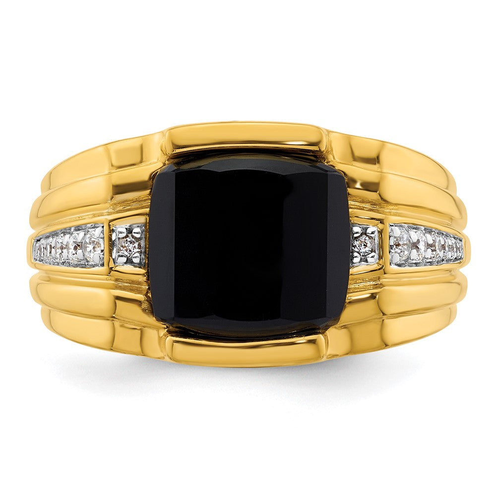 IBGoodman 14k 1/8 carat Lab Grown Diamond VS/SI+ G+ and Onyx Complete Men's Ring