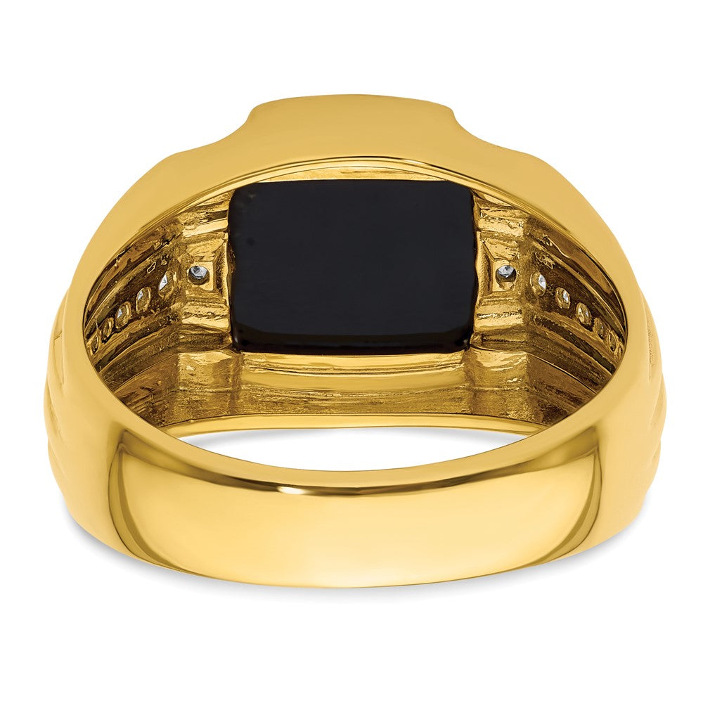 IBGoodman 14k 1/8 carat Lab Grown Diamond VS/SI+ G+ and Onyx Complete Men's Ring