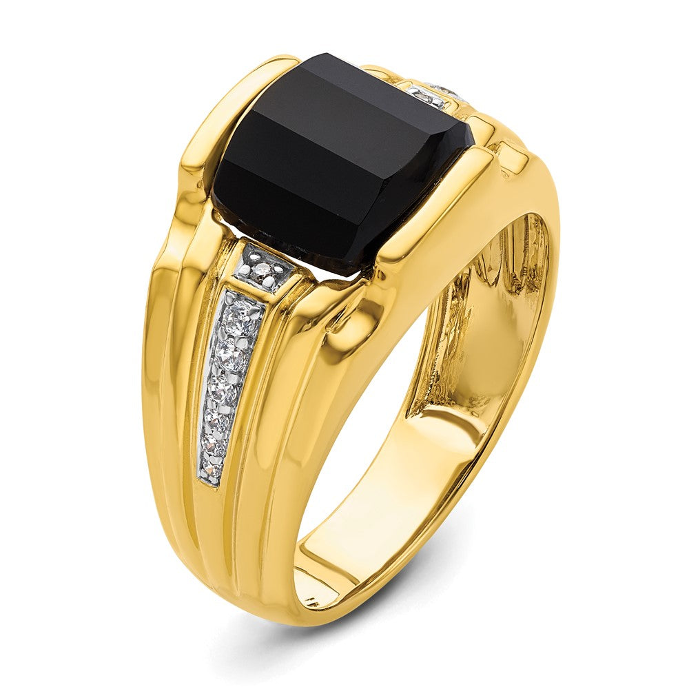IBGoodman 14k 1/8 carat Lab Grown Diamond VS/SI+ G+ and Onyx Complete Men's Ring